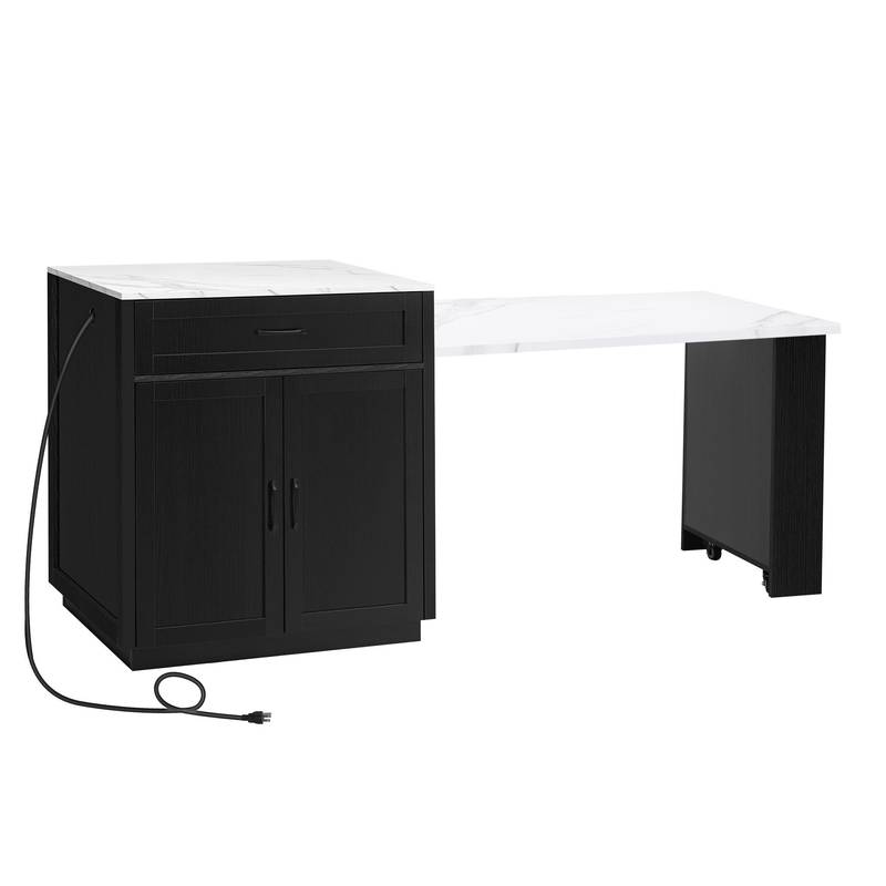 Stylish Expandable Kitchen Island with Storage and Power Outlet