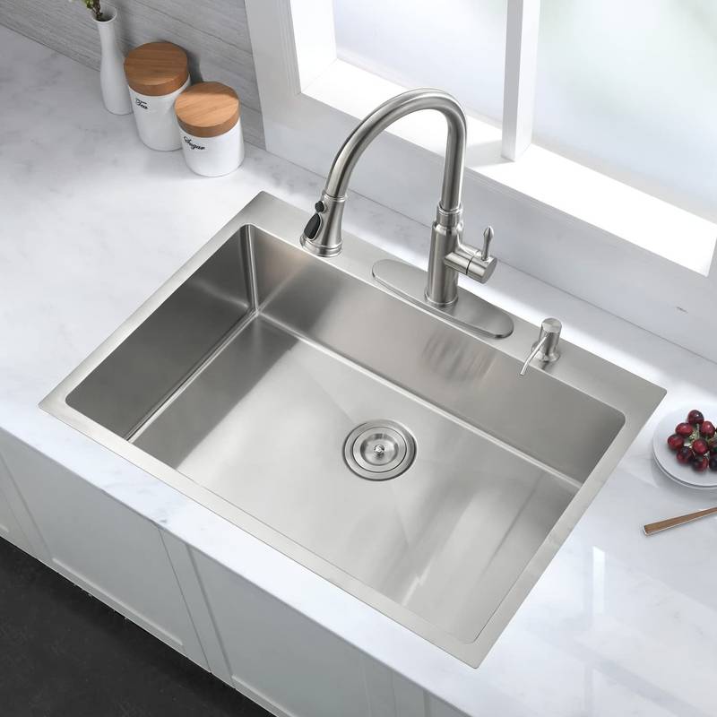 Sleek Stainless Steel Drop-In Kitchen Sink with Essentials