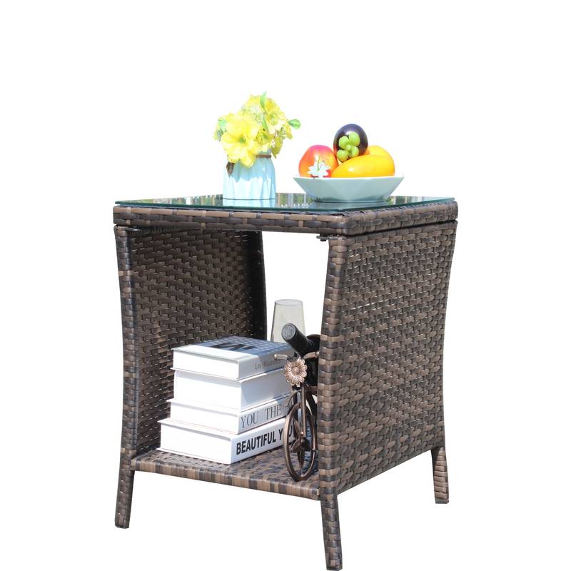 Chic Glass-Top Patio Coffee Table