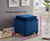 Beige Velvet Cube Storage Ottoman with Coffee Tray
