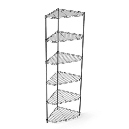 Corner Charm: Adjustable Metal Shelf Rack