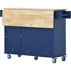 Blue Rolling Kitchen Island with Drop Leaf & Storage