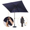 Navy Blue Solar Patio Umbrella with LED Lights