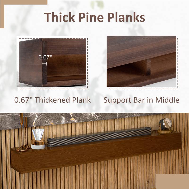 Elegant Pine Floating Fireplace Mantel Shelf