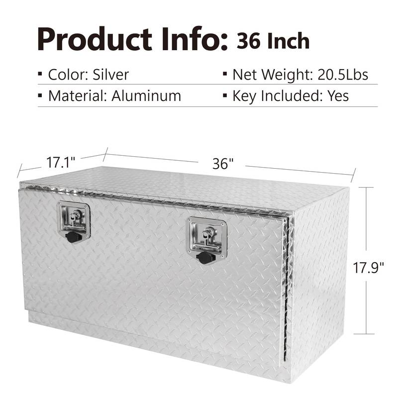 Sturdy Black Aluminum Underbody Tool Box with Locking T-Handled Latch