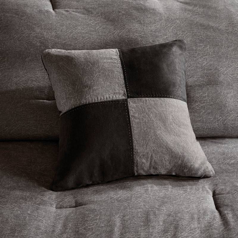 Cozy Grey Faux Suede King Comforter Set