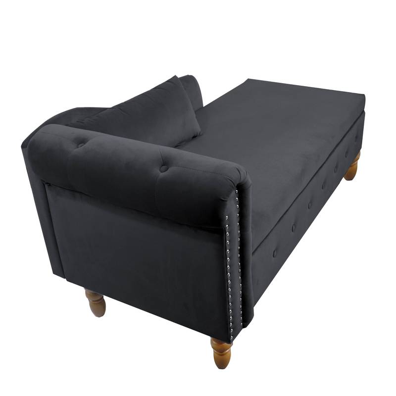 Velvet Dream Lounge Chair with Storage & Pillow