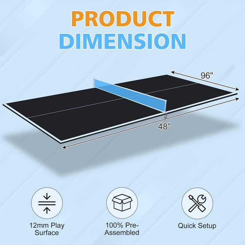 Portable Black Ping Pong Table Top for Indoor Fun
