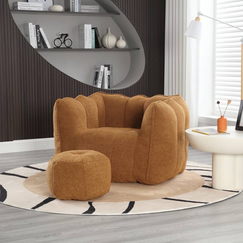 Cozy Foam Bean Bag Chair with Footstool – Perfect for Gaming, Reading, and Relaxing!