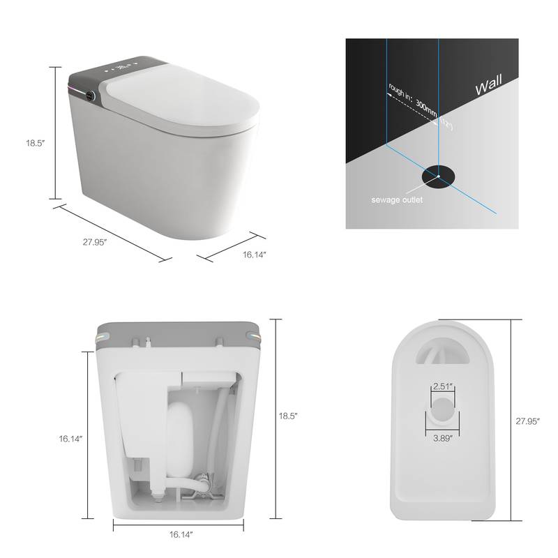 Luxury Smart Bidet Toilet with Remote & Aromatherapy