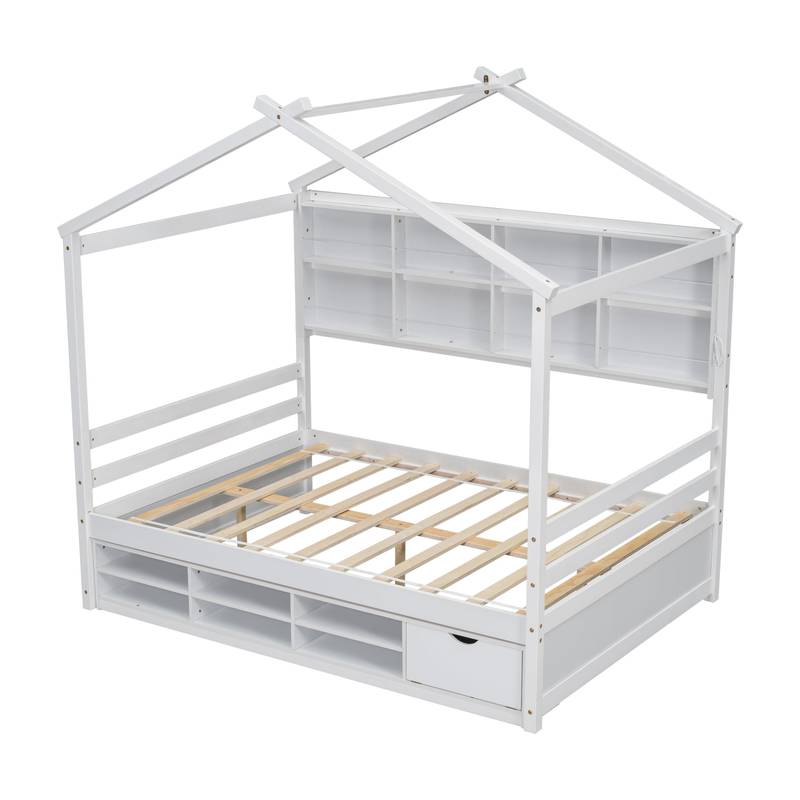 Cozy Haven Bed with Roof & Storage