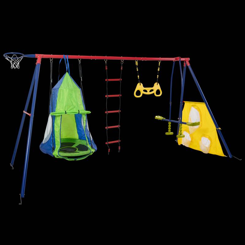 Rainbow Fun Swing Set: Safe Outdoor Adventures for Kids!