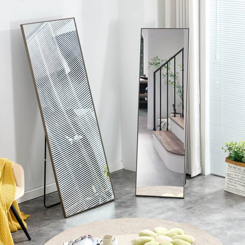 Chic Gray Full-Length Dressing Mirror