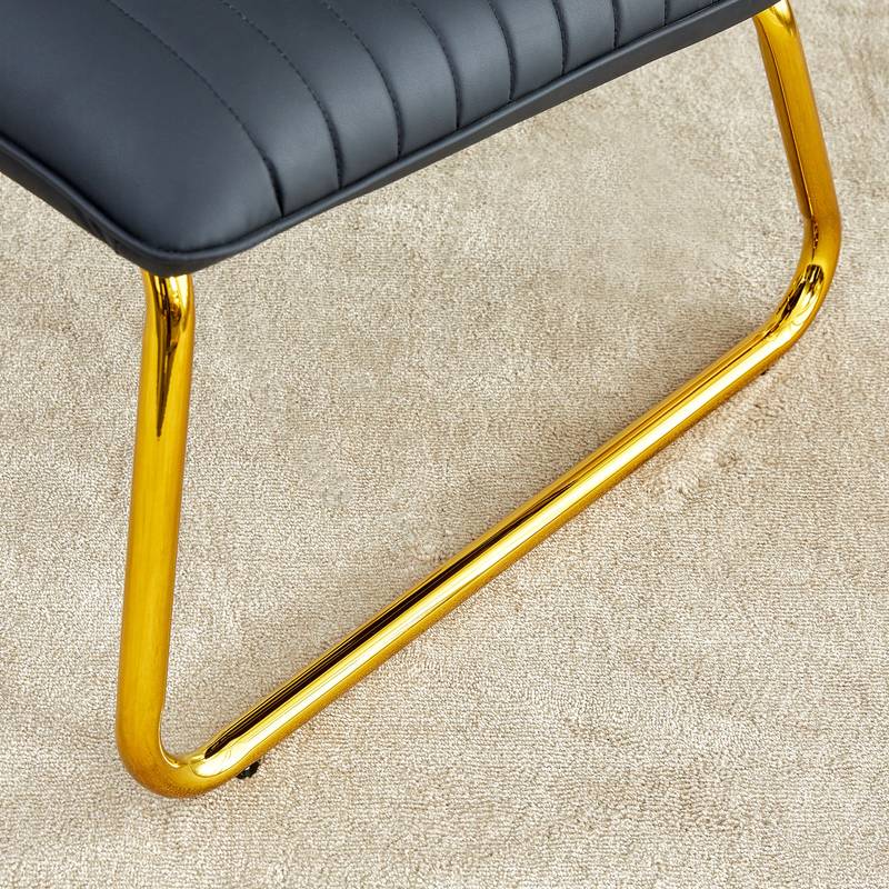 Chic Black Armless Sofa Chair with Gold Legs