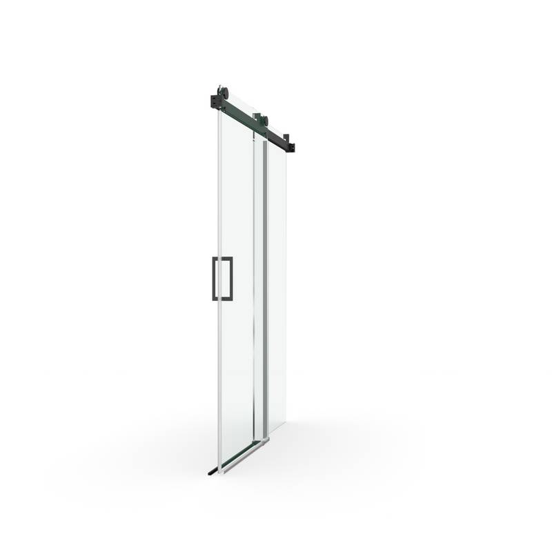 Sleek Matte Black Sliding Shower Door with Soft-Close Tempered Glass