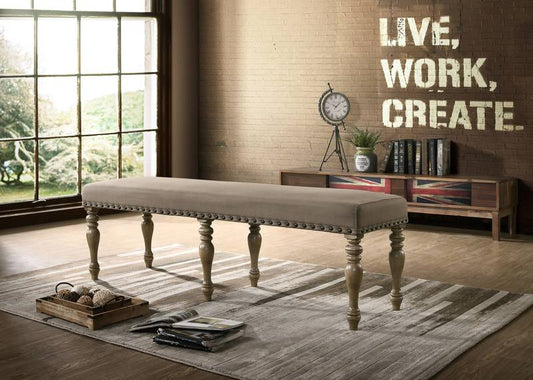 Driftwood Delight: Microfiber Nailhead Bench