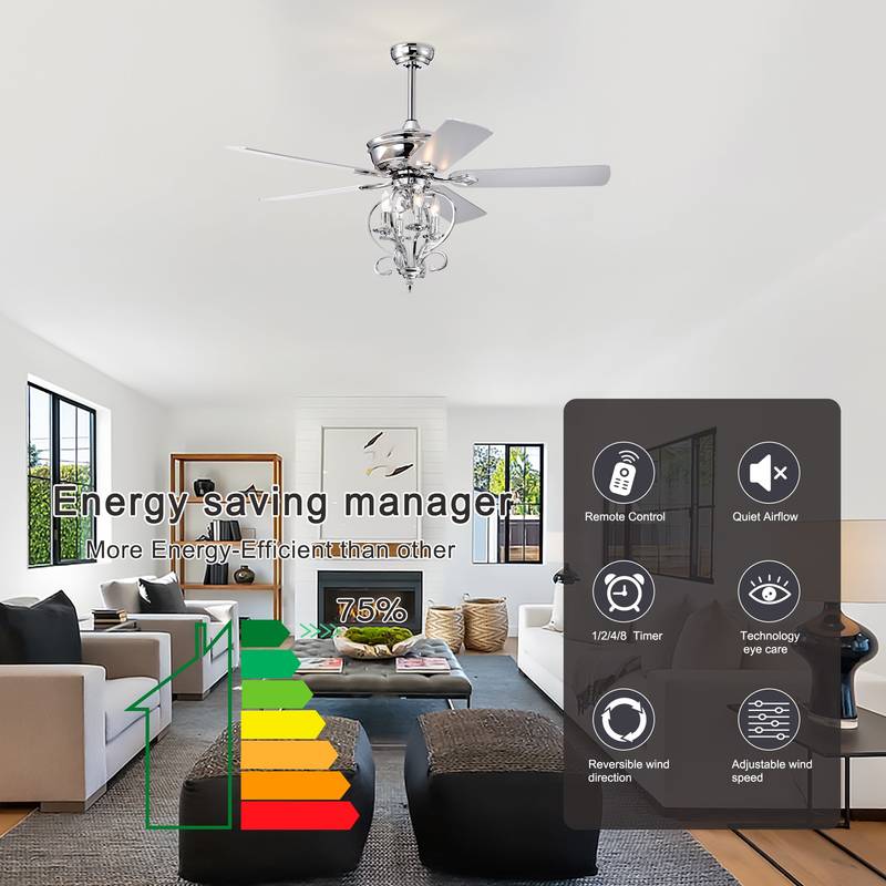 “Classic Comfort Ceiling Fan - Remote Controlled, Stylish Wood Blades”