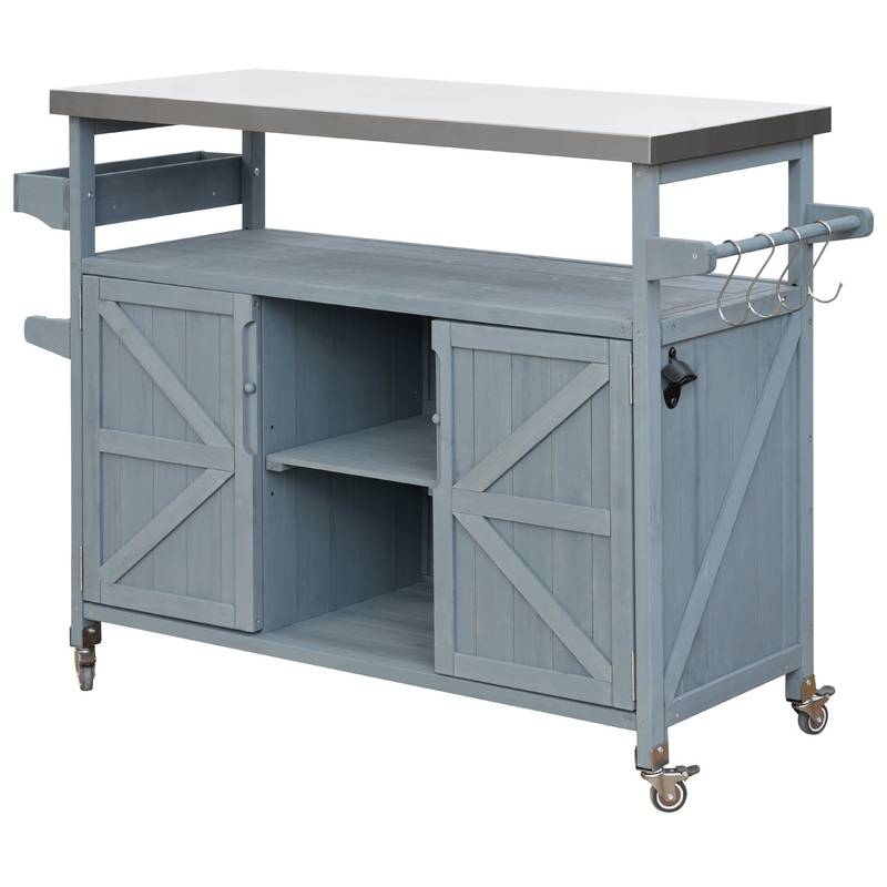 Farmhouse Rolling Grill Station & Bar Cart
