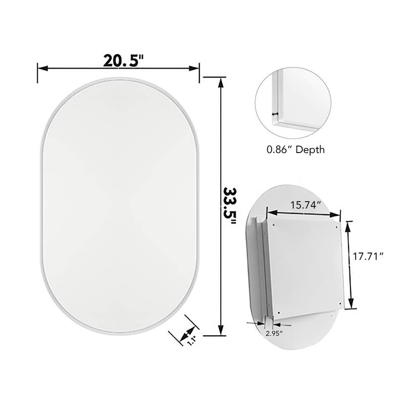 Sleek Oval Mirror Cabinet - Stylish Storage for Your Bathroom