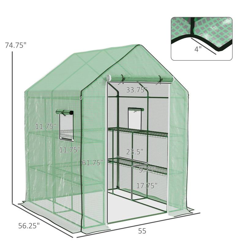 Cozy Garden Retreat: Portable Greenhouse with Roll-Up Access & Shelves