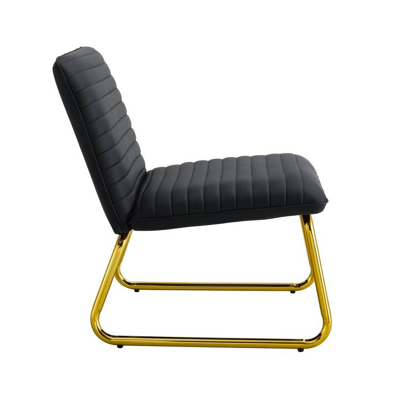 Chic Black Armless Sofa Chair with Gold Legs