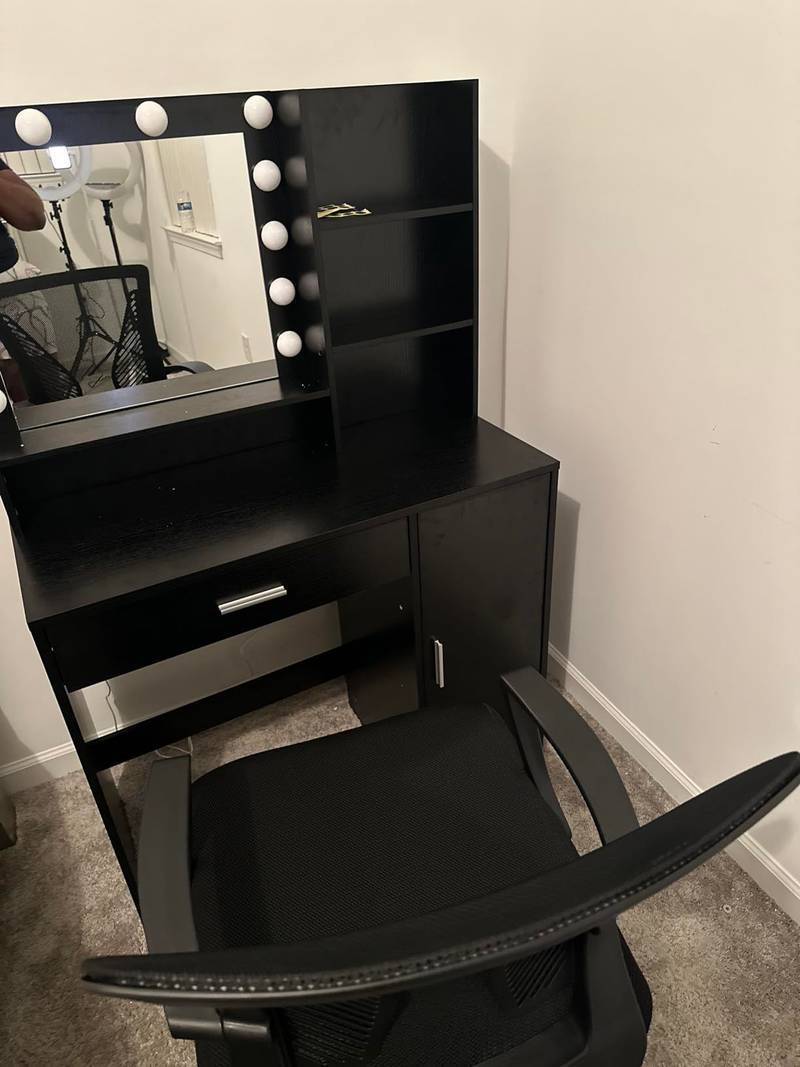 Chic Vanity Station with Mirror & Light