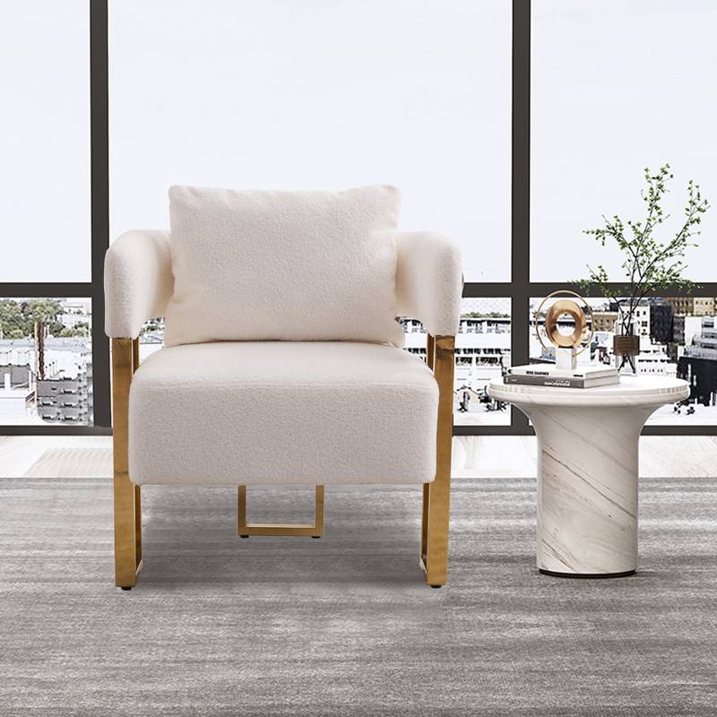 Chic Teddy Fleece Side Chair with Gold Legs