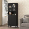 Sleek Adjustable Glass Door Bookcase - Black storage for Living & Bedroom