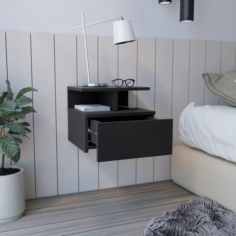 Adele Black Floating Nightstand