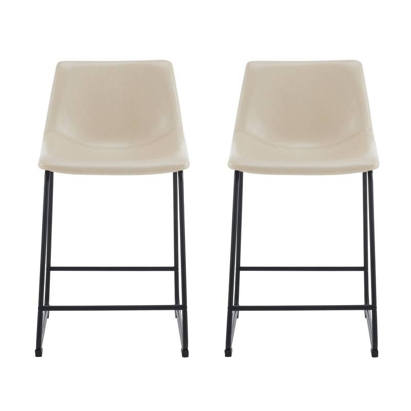 Chic Vintage Faux Leather Counter Stools - Set of Two