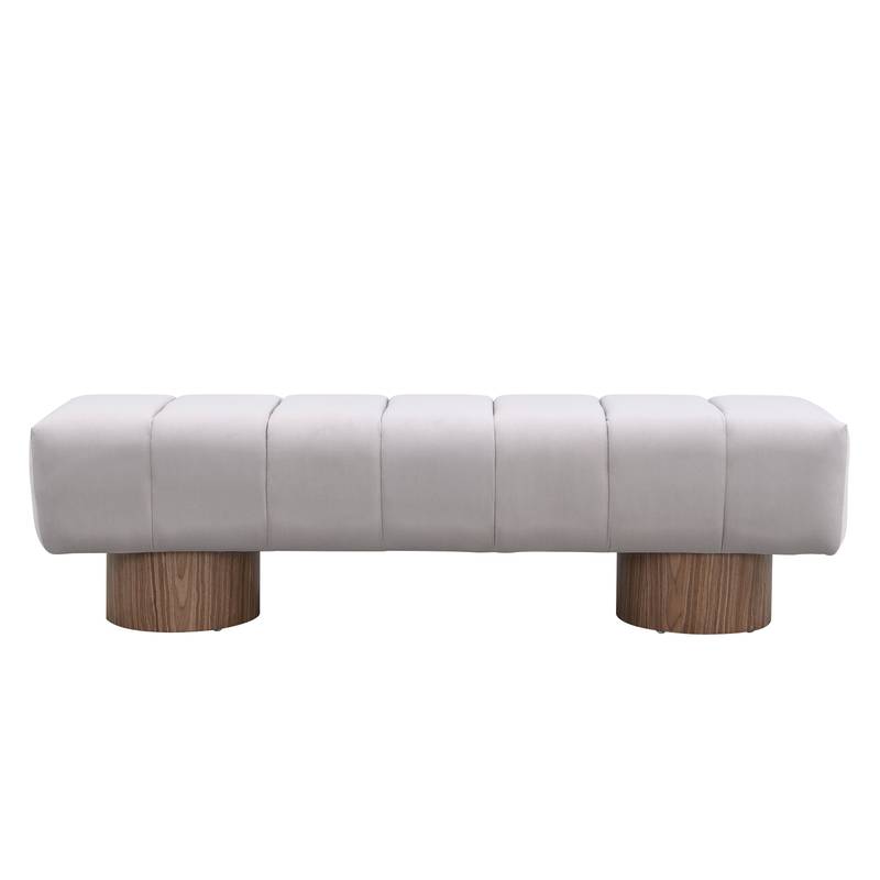Cozy Grey Upholstered Dining Bench