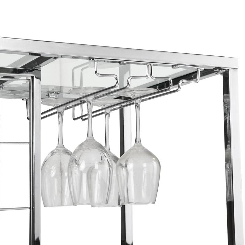 Chic Home Bar Trolley with Glass Holder and Wine Rack