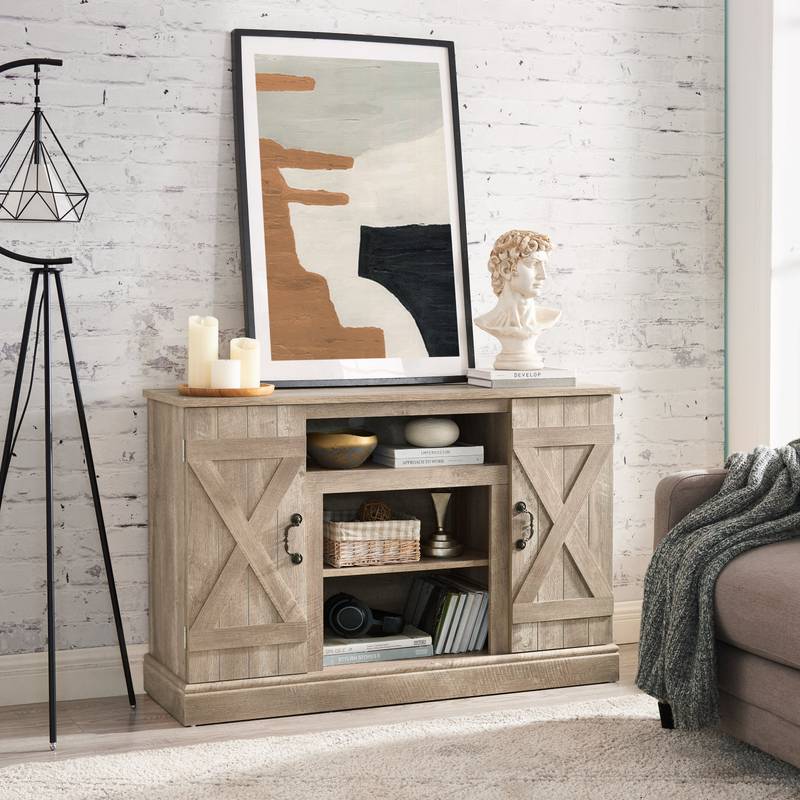 Charming Farmhouse TV Stand with Versatile Storage