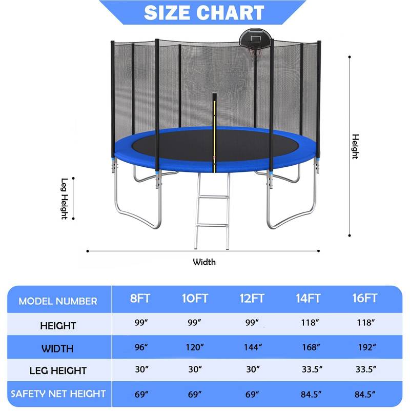 Jump & Score Trampoline with Safety Net and Basketball Hoop
