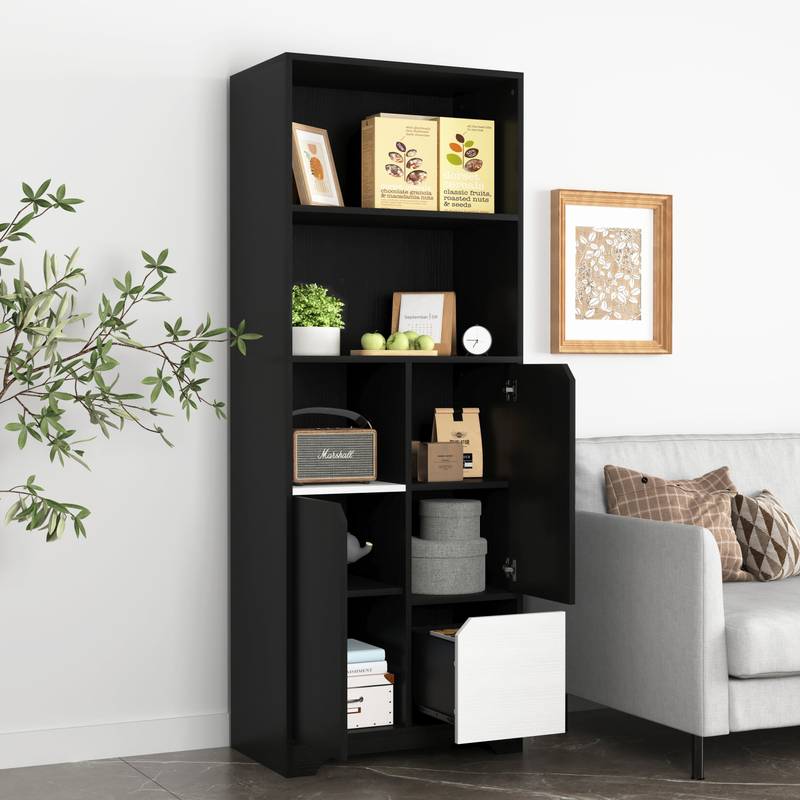 Sleek Storage Bookcase with Doors & Drawer