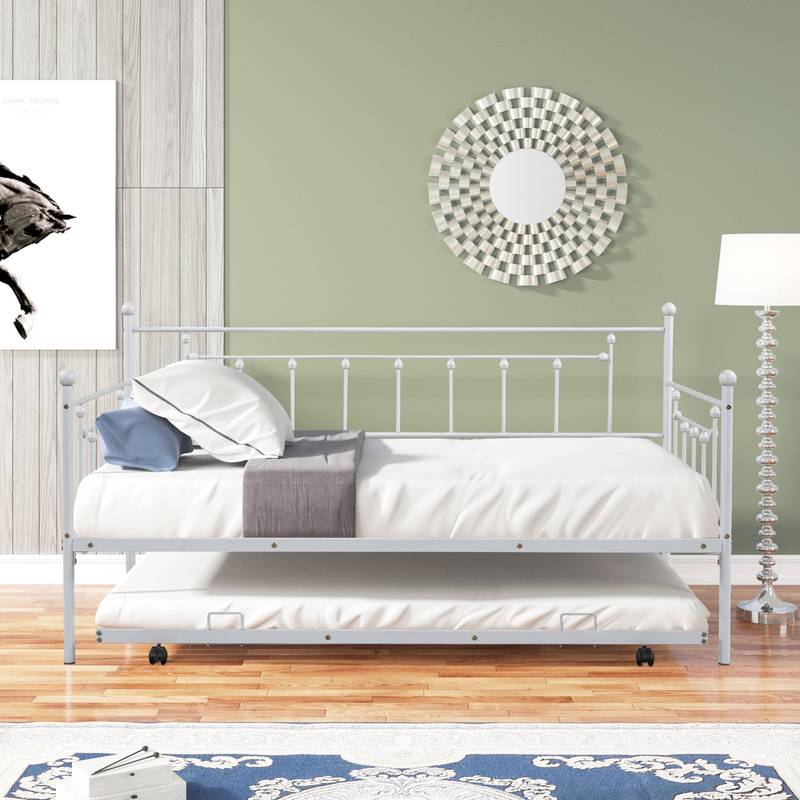 Vintage Metal Twin Daybed with Trundle - Stylish Comfort for Any Space