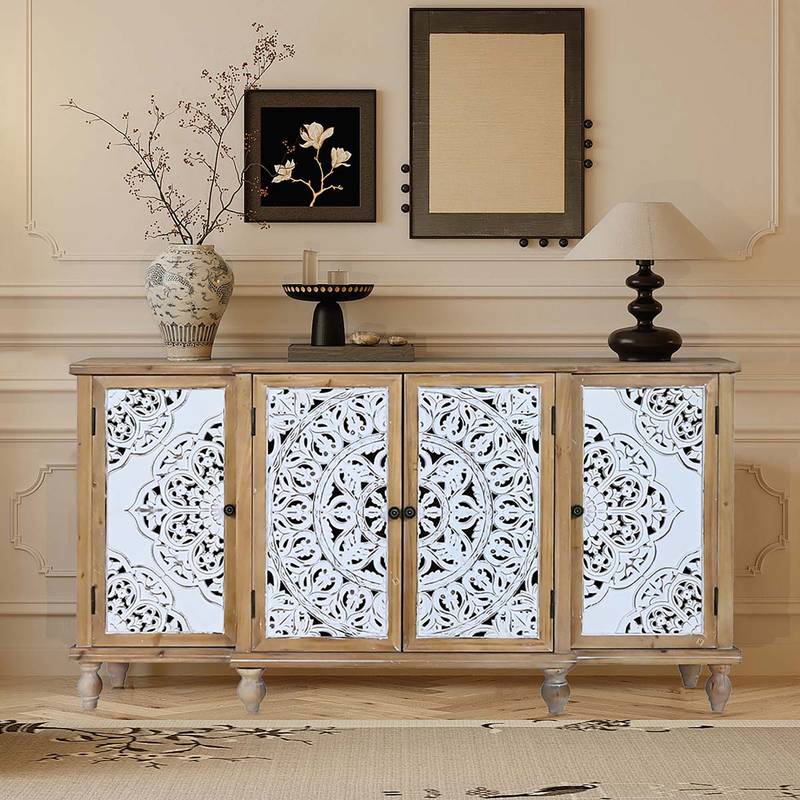 Charming Hollow-Carved Storage Cabinet