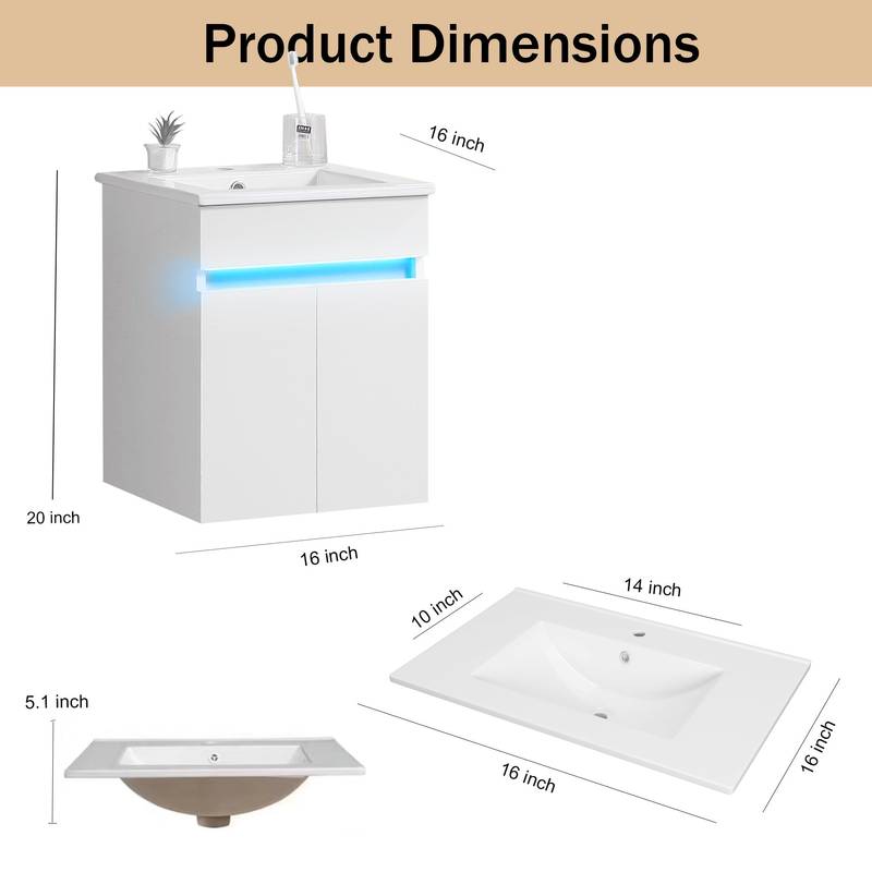Sleek Wall-Mounted Bathroom Vanity with Sensor Light