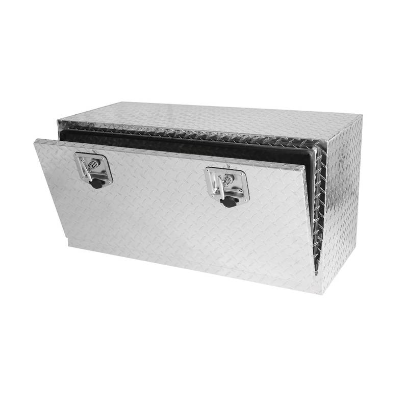 Sturdy Black Aluminum Underbody Tool Box with Locking T-Handled Latch