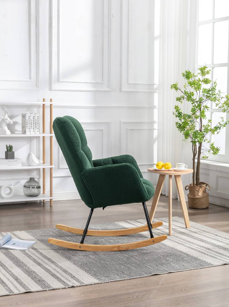 Cozy Green Rocking Chair - Mid Century Modern Charm