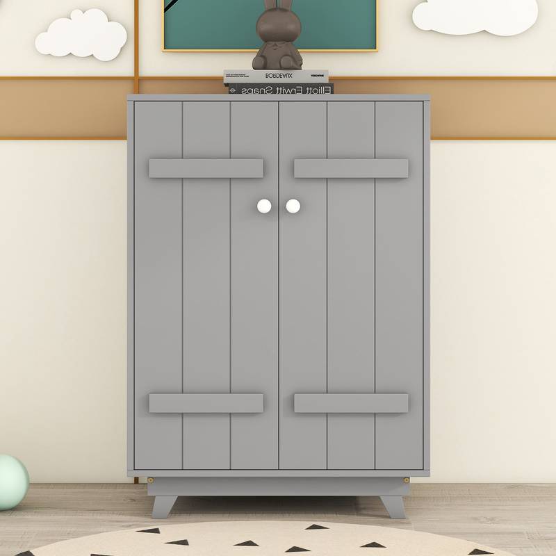 Stylish Gray Wooden Wardrobe Cabinet