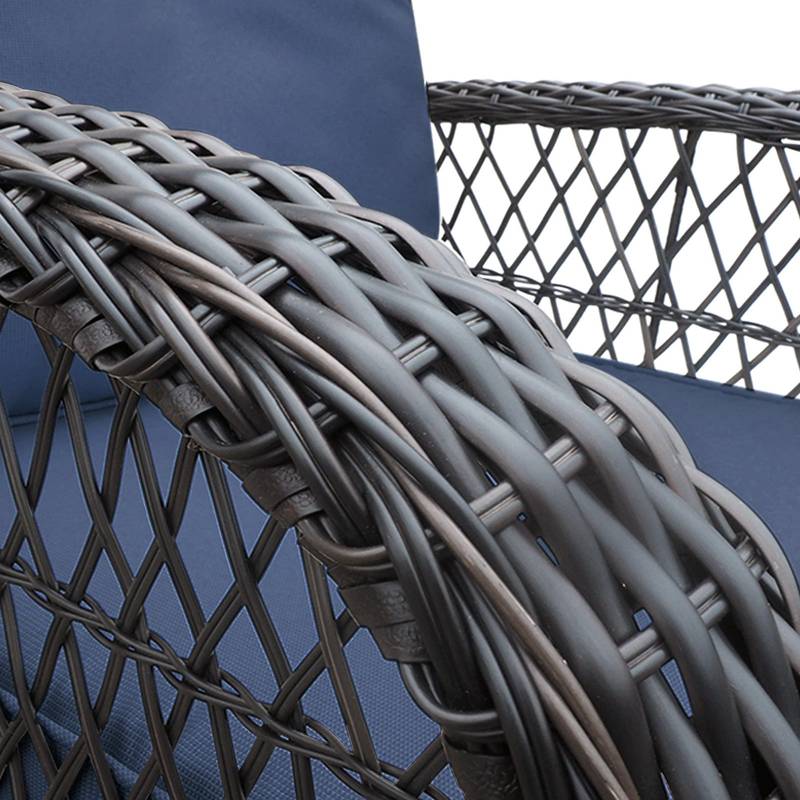 Navy Blue Wicker Rocking Patio Set