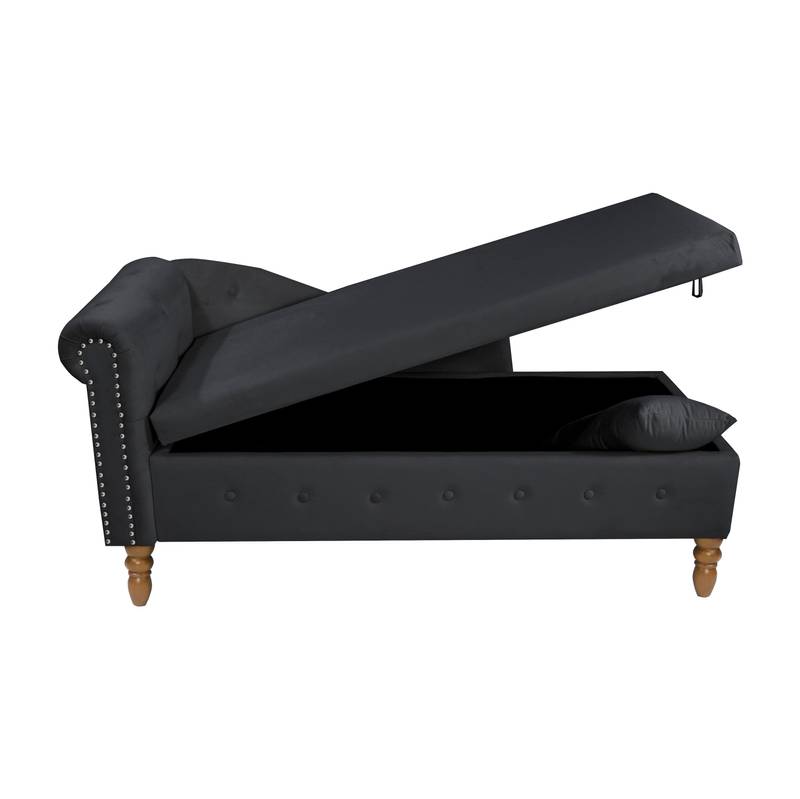 Velvet Dream Lounge Chair with Storage & Pillow