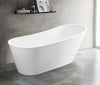 Luxury Deep Soaker Freestanding Tub - Glossy White with Chrome Finish