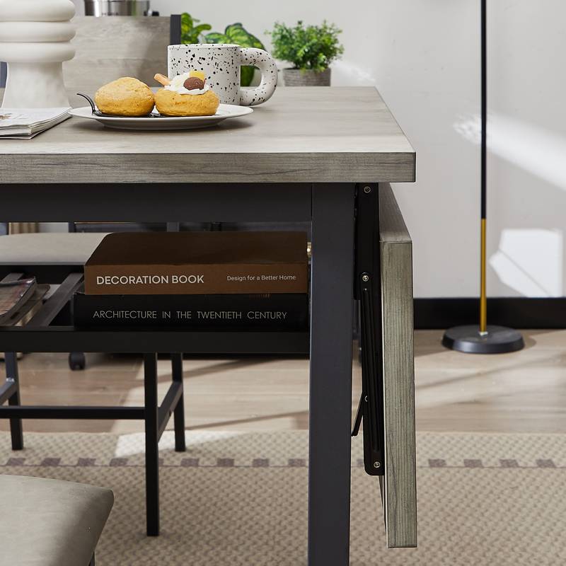 Cozy Foldable Dining Table in Grey