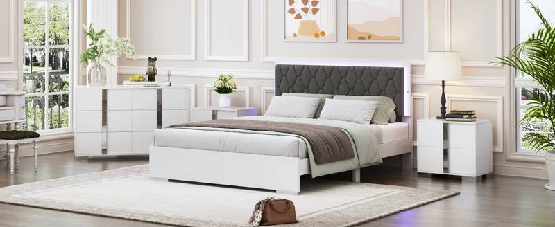 Dreamy LED Bedroom Set with Glam Mirror Accents
