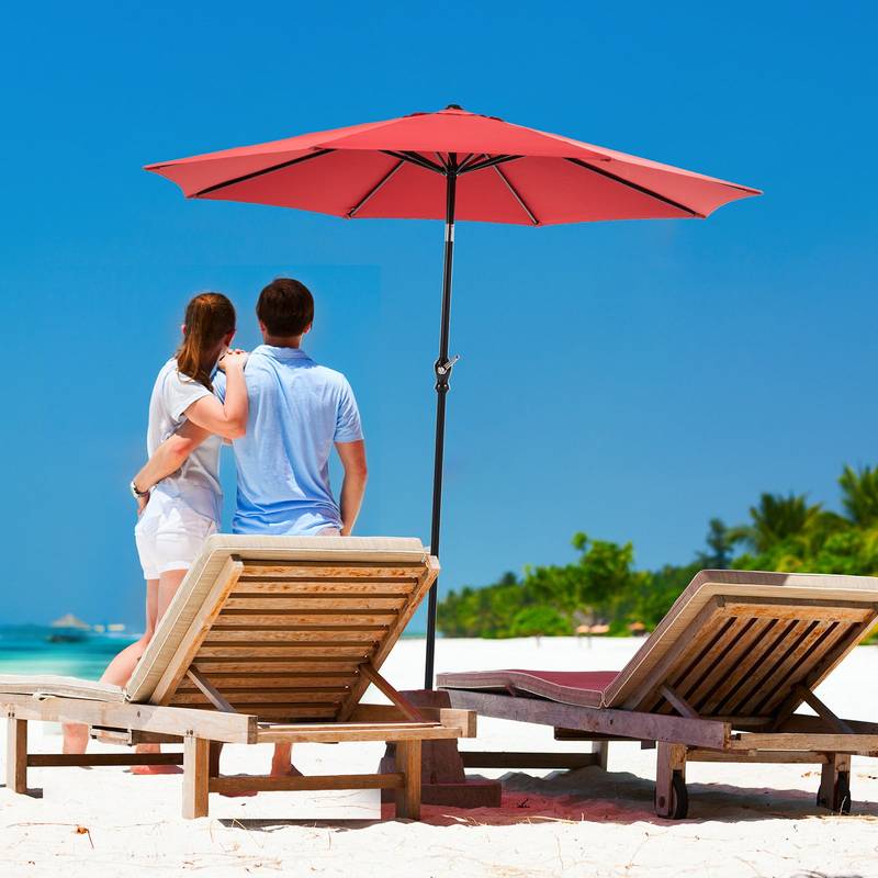 SunnyShade Red Patio Umbrella - Tilt & Crank for Easy Enjoyment!
