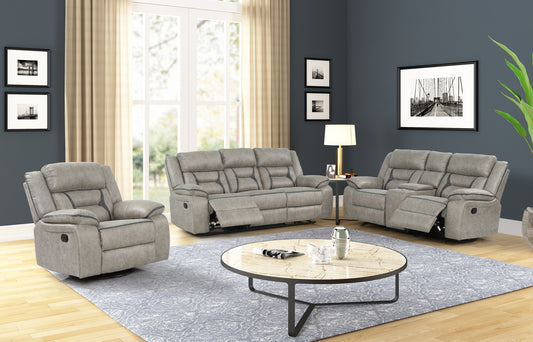 Denali Faux Leather Sofa Collection in Gray