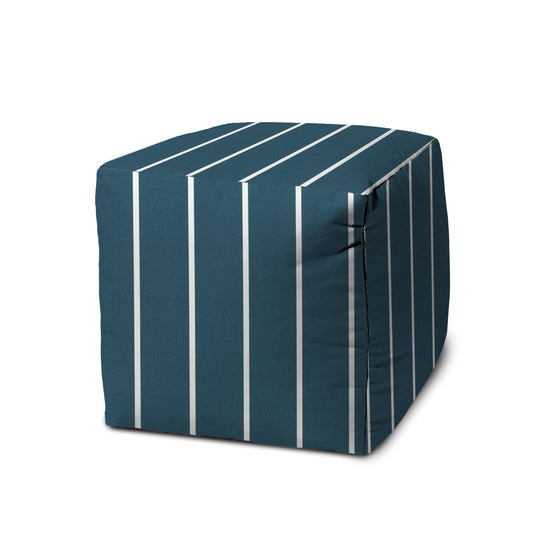 Slate Teal Outdoor Pouf - Zipper Cover with Bead Insert - 17x17x17 Cube