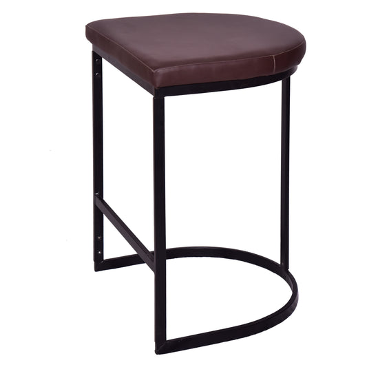 26 Counter Stool with Vegan Leather & Iron Frame, Dark Brown